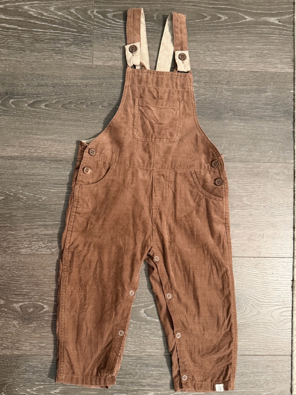 Children's Brown Corduroy Overalls with Adjustable Straps